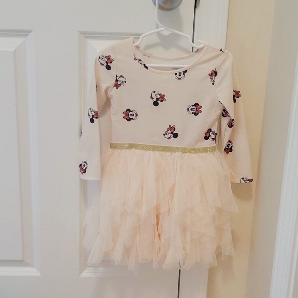 Minnie Disney tutu dress ivory in color with a gold shimmer band